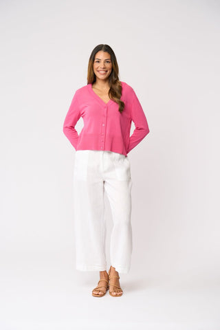 Foil Top Rank Pant - White | Pink Poppies