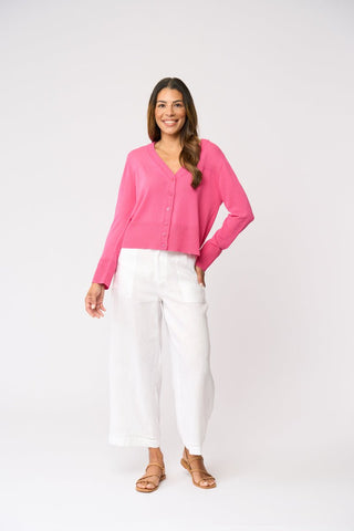 Foil Top Rank Pant - White | Pink Poppies