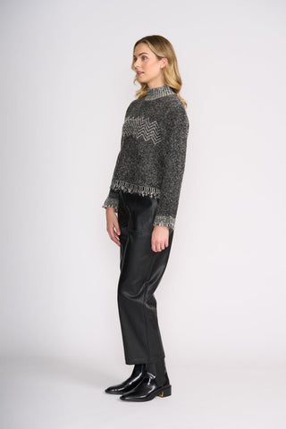 Foil Tussle Me Sweater - Mono | Pink Poppies