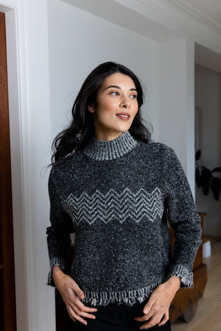 Foil Tussle Me Sweater - Mono | Pink Poppies