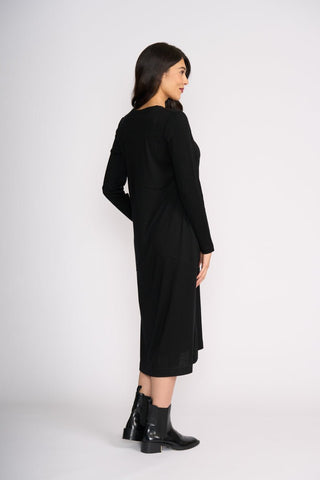 Foil Upper Cut Dress - Black | Pink Poppies