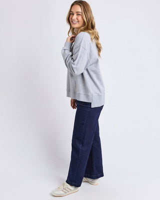 Foxwood Crew Effortless Contrast Grey Marle | Pink Poppies