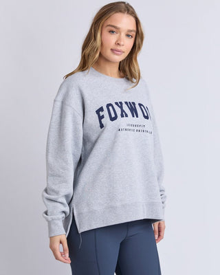 Foxwood Crew Intention - Grey Marle & Navy | Pink Poppies