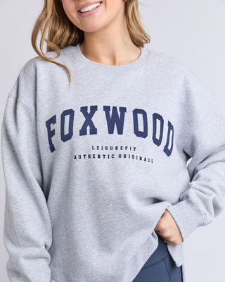 Foxwood Crew Intention - Grey Marle & Navy | Pink Poppies