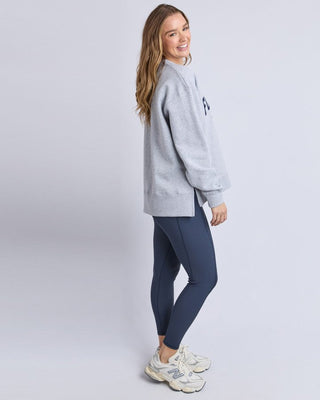 Foxwood Crew Intention - Grey Marle & Navy | Pink Poppies