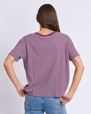 Foxwood Hutch Stripe Tee - Plum/white Stripe | Pink Poppies
