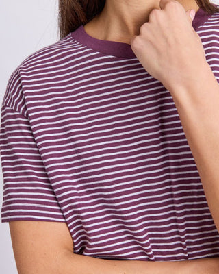 Foxwood Hutch Stripe Tee - Plum/white Stripe | Pink Poppies