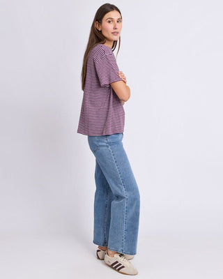 Foxwood Hutch Stripe Tee - Plum/white Stripe | Pink Poppies
