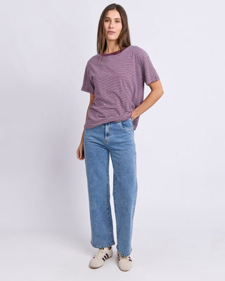 Foxwood Hutch Stripe Tee - Plum/white Stripe | Pink Poppies