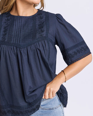 Foxwood Juna Top - Navy | Pink Poppies