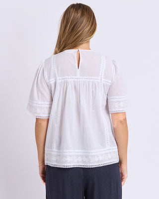 Foxwood Juna Top -white | Pink Poppies