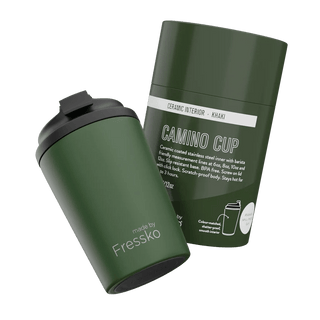 Fressko Ceramic Camino Cup 340ml Khaki | Pink Poppies