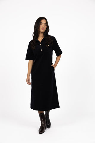 Humidity Amici Cord Dress - Indigo | Pink Poppies