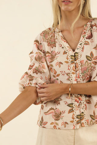 Humidity Bohemian Rose Blouse [sz:small]