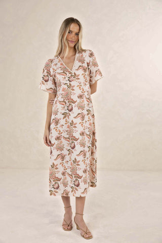 Humidity Bohemian Rose Midi Dress [sz:size 10]