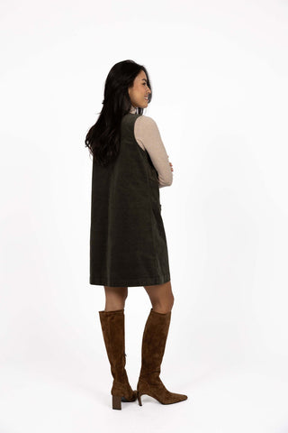 Humidity Nova Cord Dress - Khaki | Pink Poppies