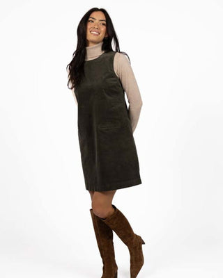Humidity Nova Cord Dress - Khaki | Pink Poppies