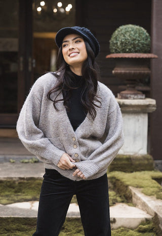 Humidity Riley Knit Cardi - Hazelnut | Pink Poppies