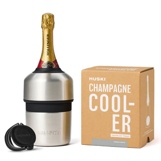 Huski Champagne Cooler - Brushed Stainless | Pink Poppies