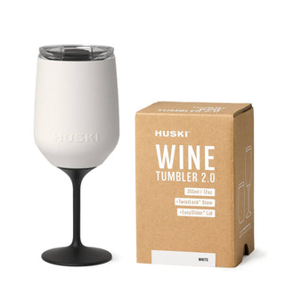 Huski Wine Tumbler - White | Pink Poppies