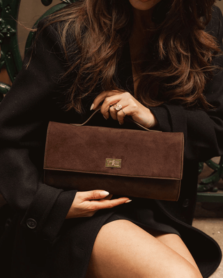 Louenhide Delaney Clutch - Chocolate Suedette | Pink Poppies