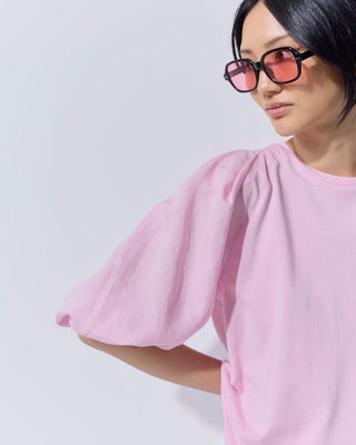 Marco Polo Pinstitch Gathered Sleeve Tee - Blush Pink [sz:medium]