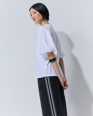 Marco Polo Pinstitch Gathered Sleeve Tee - White [sz:small]