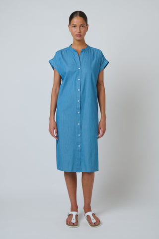 Namastai Cotton Button-through Midi Dress – Blue Rinse [sz:small / Medium]