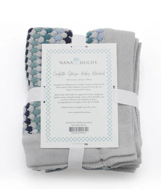 Nana Huchy Confetti Stripe Baby Blanket - Blue