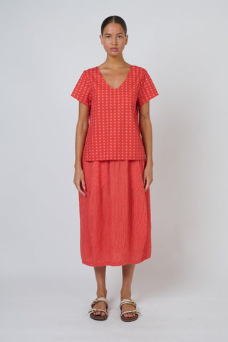 Naturals By O& J Button-back Poplin Top – Cannage [sz:small]