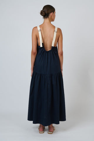 Naturals By O&j Buckle-strap Poplin Maxi Dress – Ink [sz:small]
