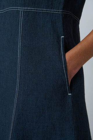Naturals By O&j Button-through Linen Dress – Gunsmoke [sz:small]