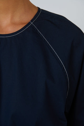 Naturals By O&j Elbow-sleeve Poplin Top – Ink [sz:small]