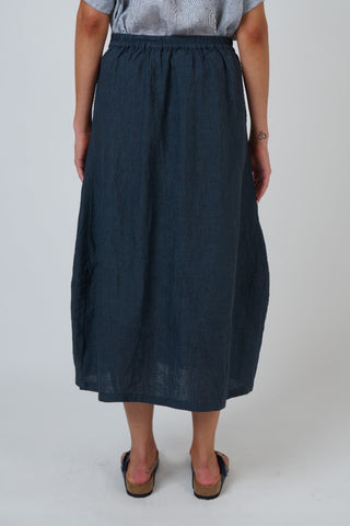 Naturals By O&j Panelled Linen Midi Skirt – Gunsmoke [sz:small]