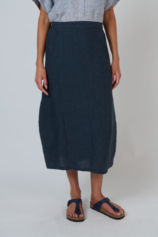 Naturals By O&j Panelled Linen Midi Skirt – Gunsmoke [sz:small]