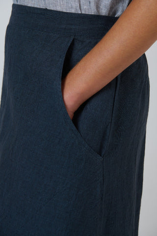 Naturals By O&j Panelled Linen Midi Skirt – Gunsmoke [sz:small]