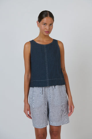 Naturals By O&j Sleeveless Linen Top – Gunsmoke [sz:xs]