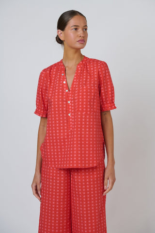 Naturals By O&j V-neck Poplin Blouse – Cannage [sz:small]