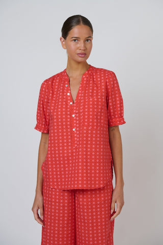 Naturals By O&j V-neck Poplin Blouse – Cannage [sz:small]