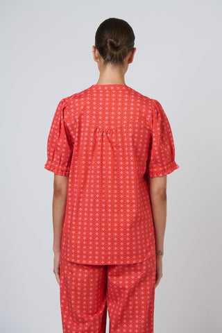 Naturals By O&j V-neck Poplin Blouse – Cannage [sz:small]