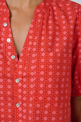 Naturals By O&j V-neck Poplin Blouse – Cannage [sz:small]