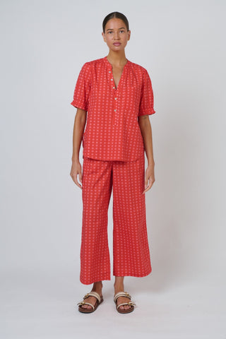 Naturals By O&j V-neck Poplin Blouse – Cannage [sz:small]