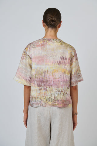Naturals By O&j V Neck Top - Jardin Print | Pink Poppies