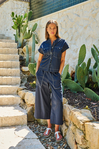 Naturals By O&j Wide-leg Poplin Pant – Ink [sz:small]