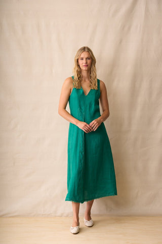 Neris Muse Dress Malachite | Pink Poppies