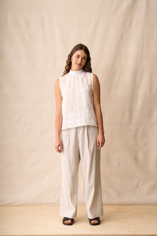 Neris Phoebe Top - White | Pink Poppies