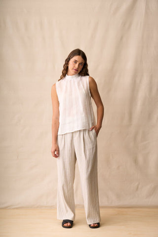 Neris Phoebe Top - White | Pink Poppies