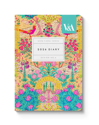 V&a A6 2026 Diary Neon Floral Ornate