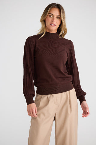 Brave&true Briony Knit Top - Dark Chocolate [sz:xs]