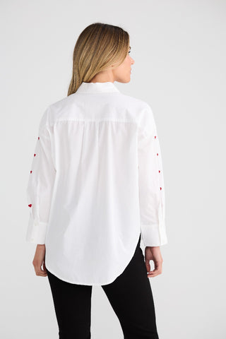 Brave&true Thea Shirt - White Hearts [sz:xs]